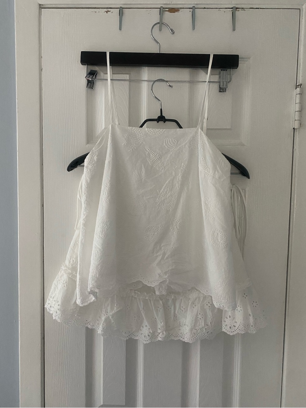 White Eyelet Lace Skirt Set